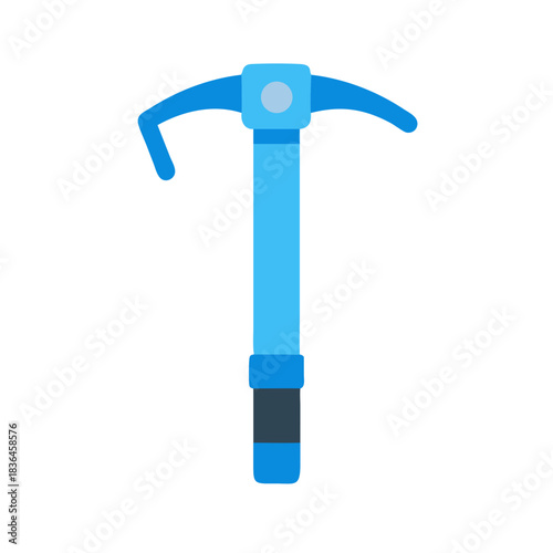 Isolated blue ice axe tool on a black backdrop