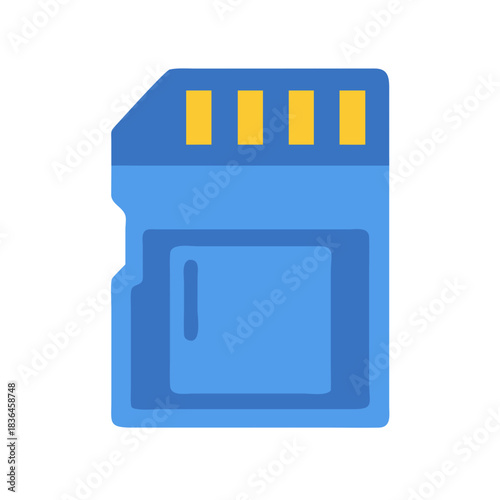 Flat vector illustration of a blue memory card