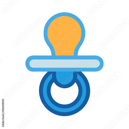 Baby pacifier in flat style with colorful background