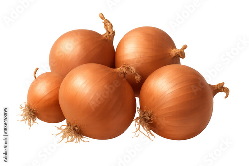 Wallpaper Mural Group of raw yellow onions with brown skin and roots ready for cooking, isolated with transparent background Torontodigital.ca