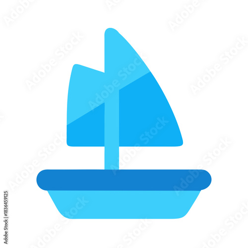 Blue sailboat icon, simple vector illustration on black background