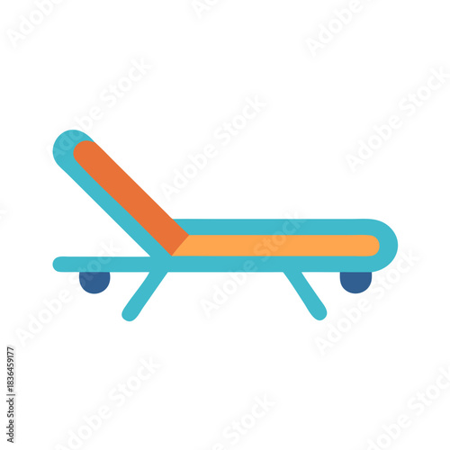 Minimalist turquoise and orange lounge chair illustration on black background