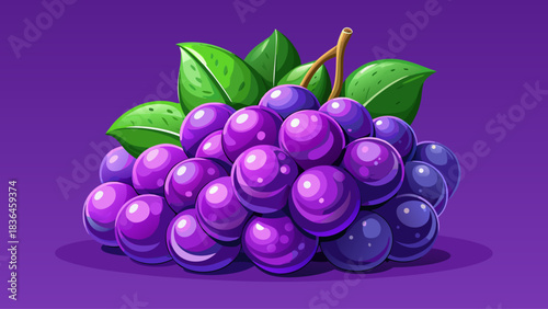 Cluster of ripe purple berries displayed on a smooth purple backdrop. Crisp textures, vivid colors, and a simple, modern composition ideal for food photography, design, and packaging visuals