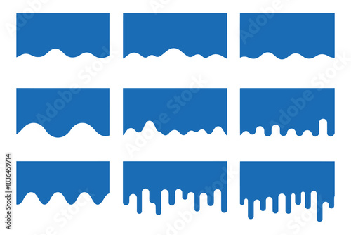 Abstract blue backgrounds with dripping white liquid effects