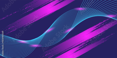 Abstract background with flowing particles. Dynamic waves. vector illustration.