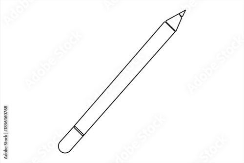 Wooden pencil continuous one line drawing vector illustration. Single line design for education vector illustration