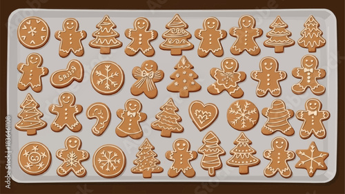 Assortment of Deliciously Decorated Christmas Gingerbread Cookies.