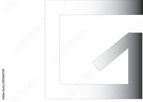 Abstract grayscale letter g shape with gradient effect