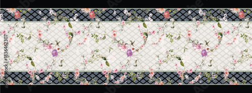 digital silk scarf design with seamless textile pattern