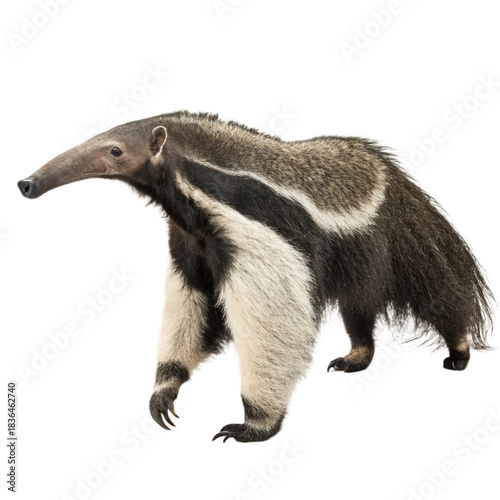 Giant Anteater Standing Isolated on White Background

