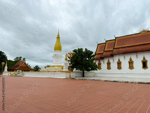 The golden stupa of Sikhottabong. Old city stupa at Thakhek District in Lao, Asia tourism