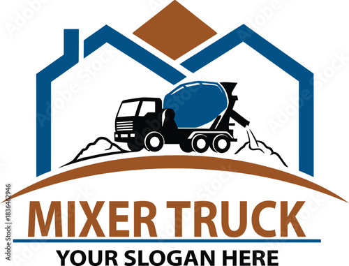Concrete Mixer Truck Logo Design for Construction and Building Projects