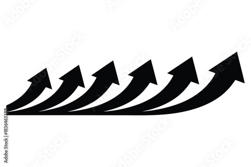 Multiple upward pointing arrows indicating growth and progress in a line