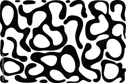 Abstract Black and White Organic Blob Pattern Background