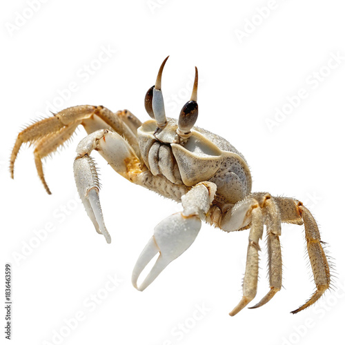 Horned Ghost Crab Isolated on White Background

