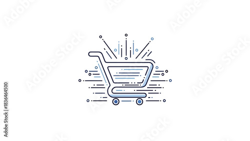 Shopping Cart Icon with Burst Effect E commerce Concept