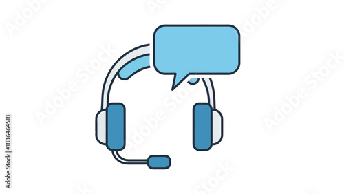 Customer Support Headset with Speech Bubble Icon for Communication and Assistance