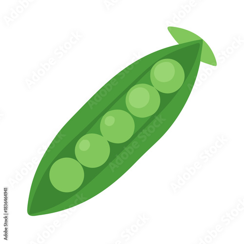 Fresh green pea pod against a white background