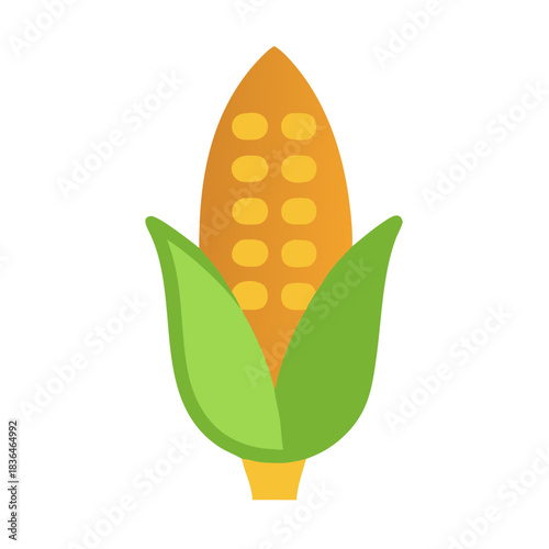 Isolated colorful corn on the cob simple vector icon