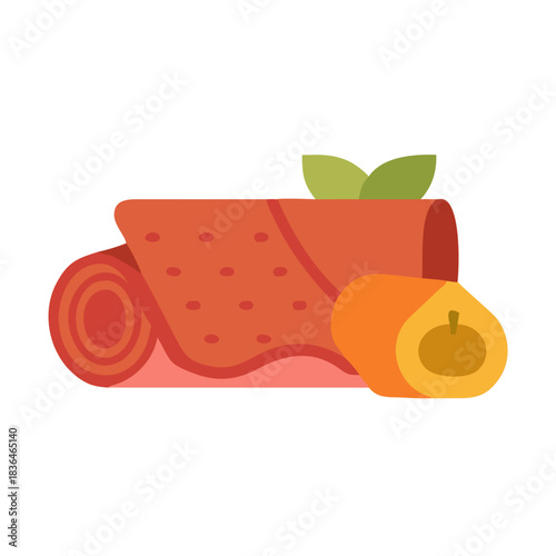 Stylized flat illustration of fruit leather and apricot