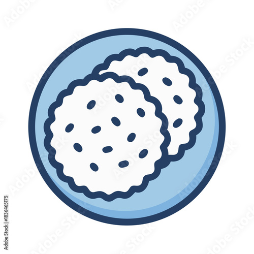 Stylized cookies arranged neatly on a light blue plate