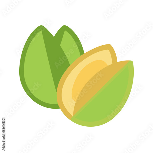 Minimalist Illustration of Pistachios with Yellow Kernel on white