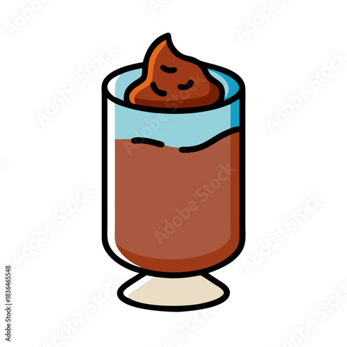 Stylized Chocolate Drink with Topping on white background