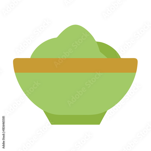 Green bowl with filling on white background graphic