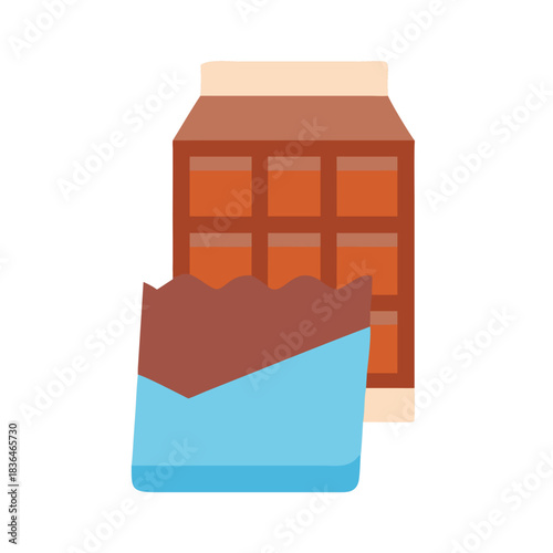 Flat vector image showing a broken chocolate bar piece