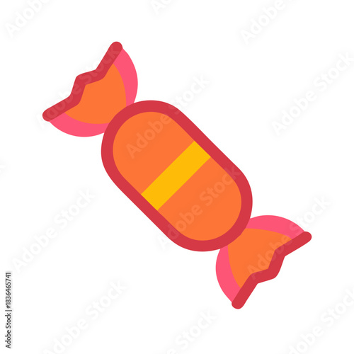 Orange candy in wrapper on white background, studio shot