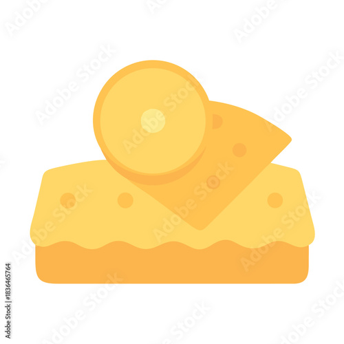Minimalist flat design of a delicious looking sponge cake