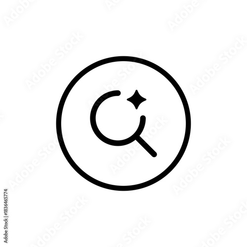 Find search discovery magnifier analysis exploration investigation with star icon vector graphic