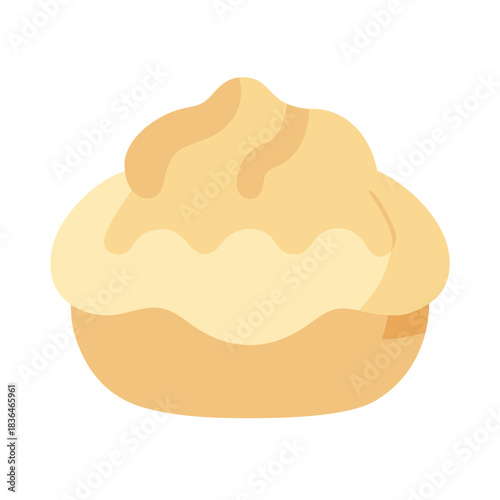 Cartoon tan cream puff with simple flat design style