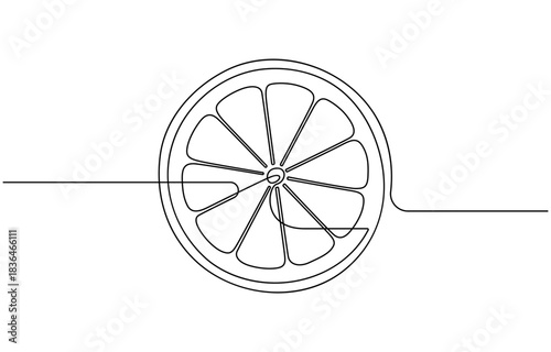 continuous one line drawing of citrus fruit Lemon.