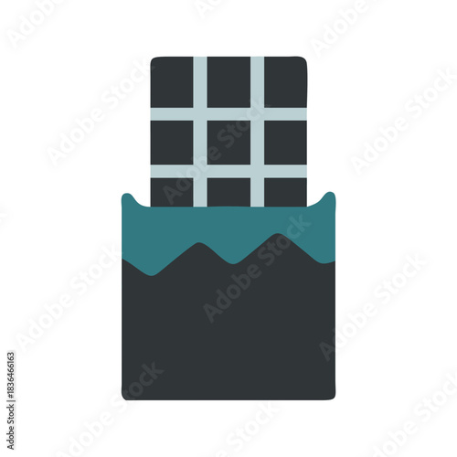 Delicious chocolate bar with wrapping on a white background