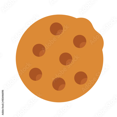 Simple cookie with chocolate chips on a white background