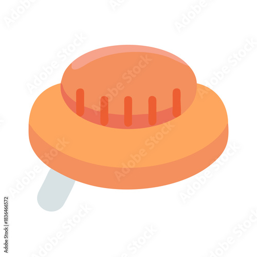 Cartoonish orange citrus juicer on solid white background illustration