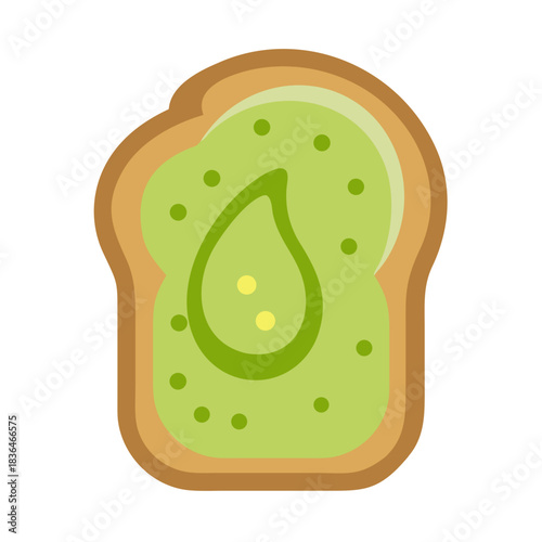 Avocado toast cartoon illustration against a simple white background