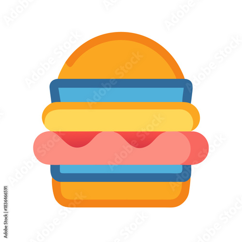 Stylized vector illustration of a layered sandwich on white