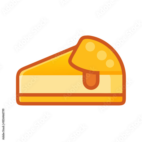 Stylized illustration of a delectable slice of cheese cake
