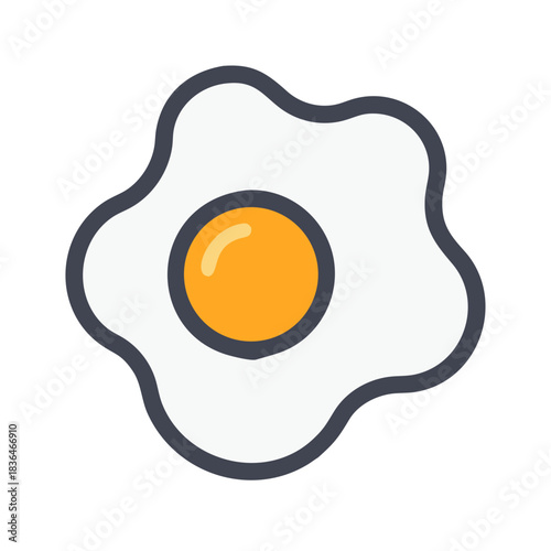 Stylized fried egg graphic on white background flat design