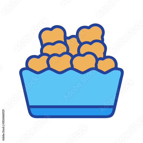 Bowl of chicken nuggets in a blue container icon