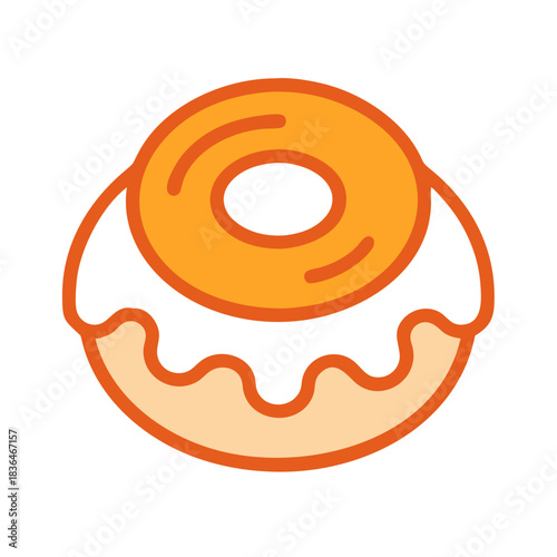 Orange cartoon donut isolated on white background illustration