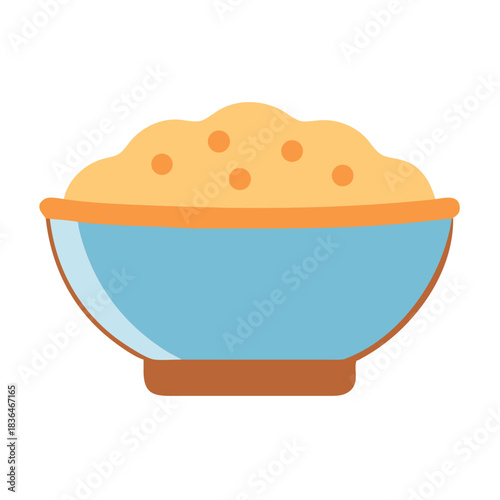 Stylized bowl of food against a white background