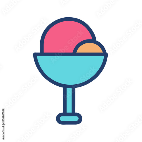Stylized ice cream sundae icon against a white background