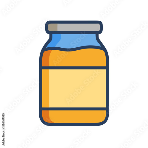 Jar filled with marmalade or fruit spread illustration style