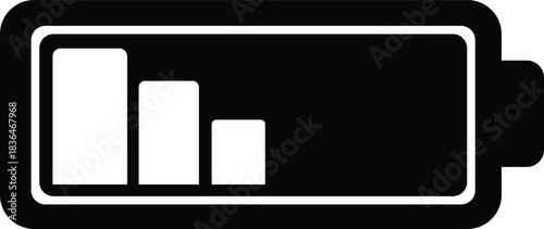Battery Low Icon Silhouette Vector Design Showing Charge Level Indicator With Depleted Power Supply Symbol Energy Consumption Warning Alert Isolated on Transparent