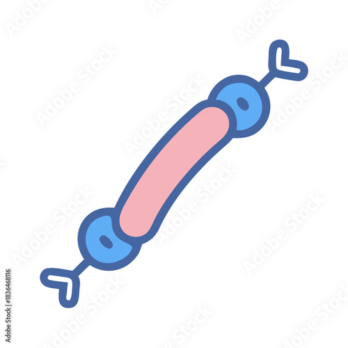 Abstract whimsical shape with heart-like extensions on white backdrop