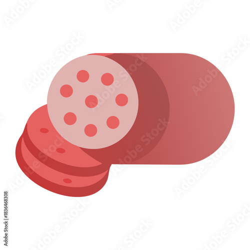 Salami illustration with slices on a white background vector
