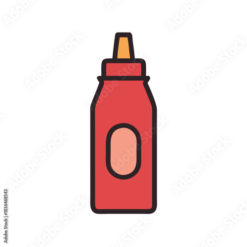 Red bottle illustration on white background for product promotion